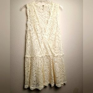 Free People "Heart In Two" Cream/Beige Lace Mini Dress Without Slip - Size L